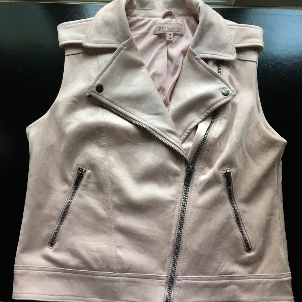 Philosophy light pink suede vest Medium EUC - Picture 4 of 7